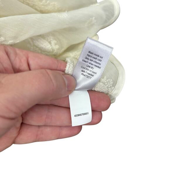 Romantic Sheer Embroidered Boho Blouse Jennifer Lopez White XS - Picture 8 of 8